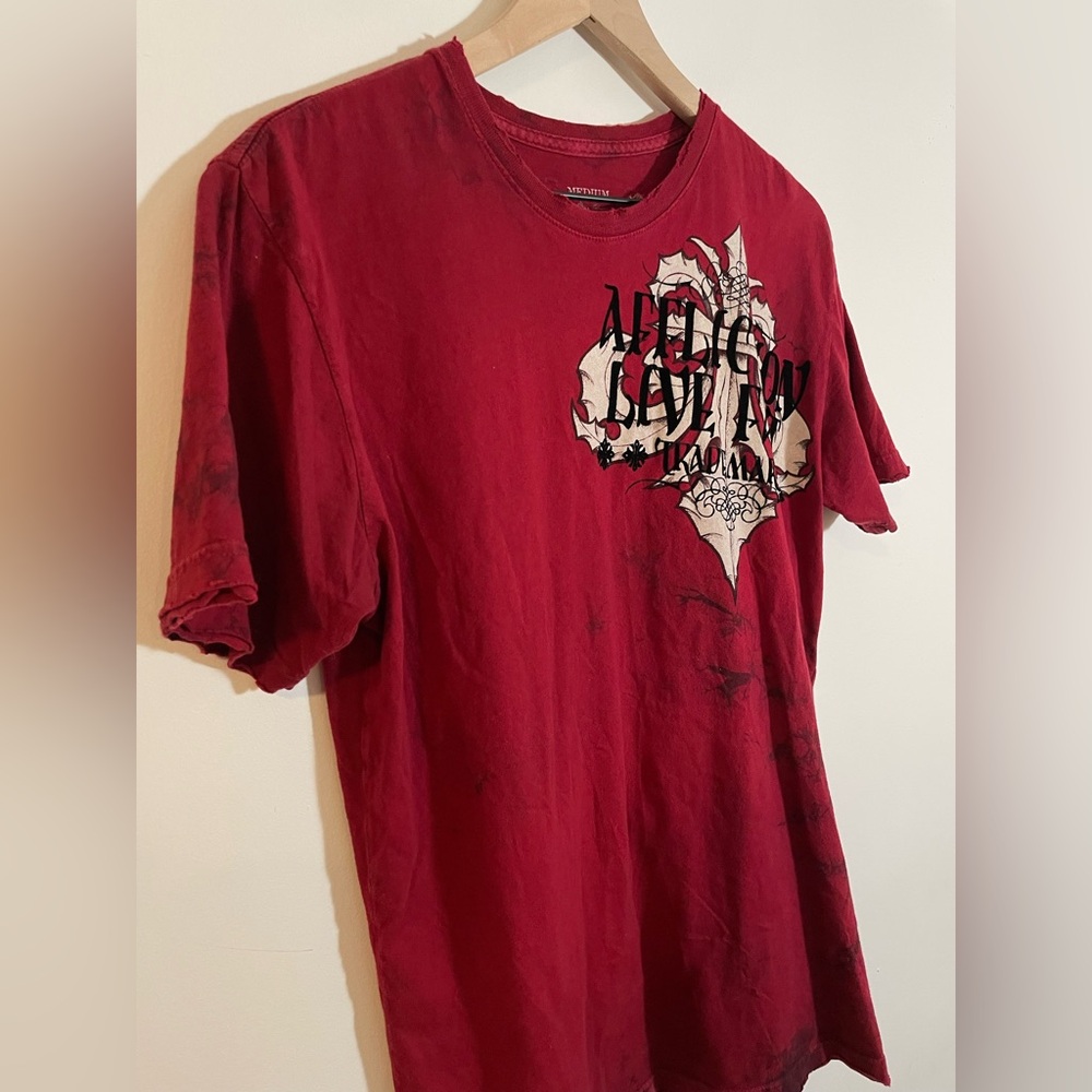Vintage Affliction T- Shirt Velvet Graphic Grunge Size Medium Red Black - Picture 6 of 8